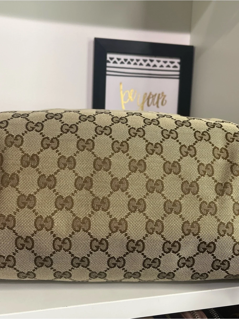 Gucci Brown Beige GG Canvas Backpack